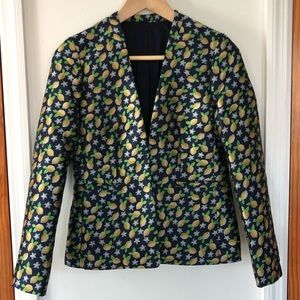 J.Crew Going Out Blazer in Lemon Jacquard Size 0